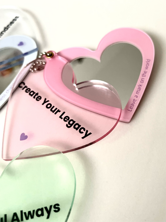 Pink Heartfelt Mirror  Keychain Create  your legacy