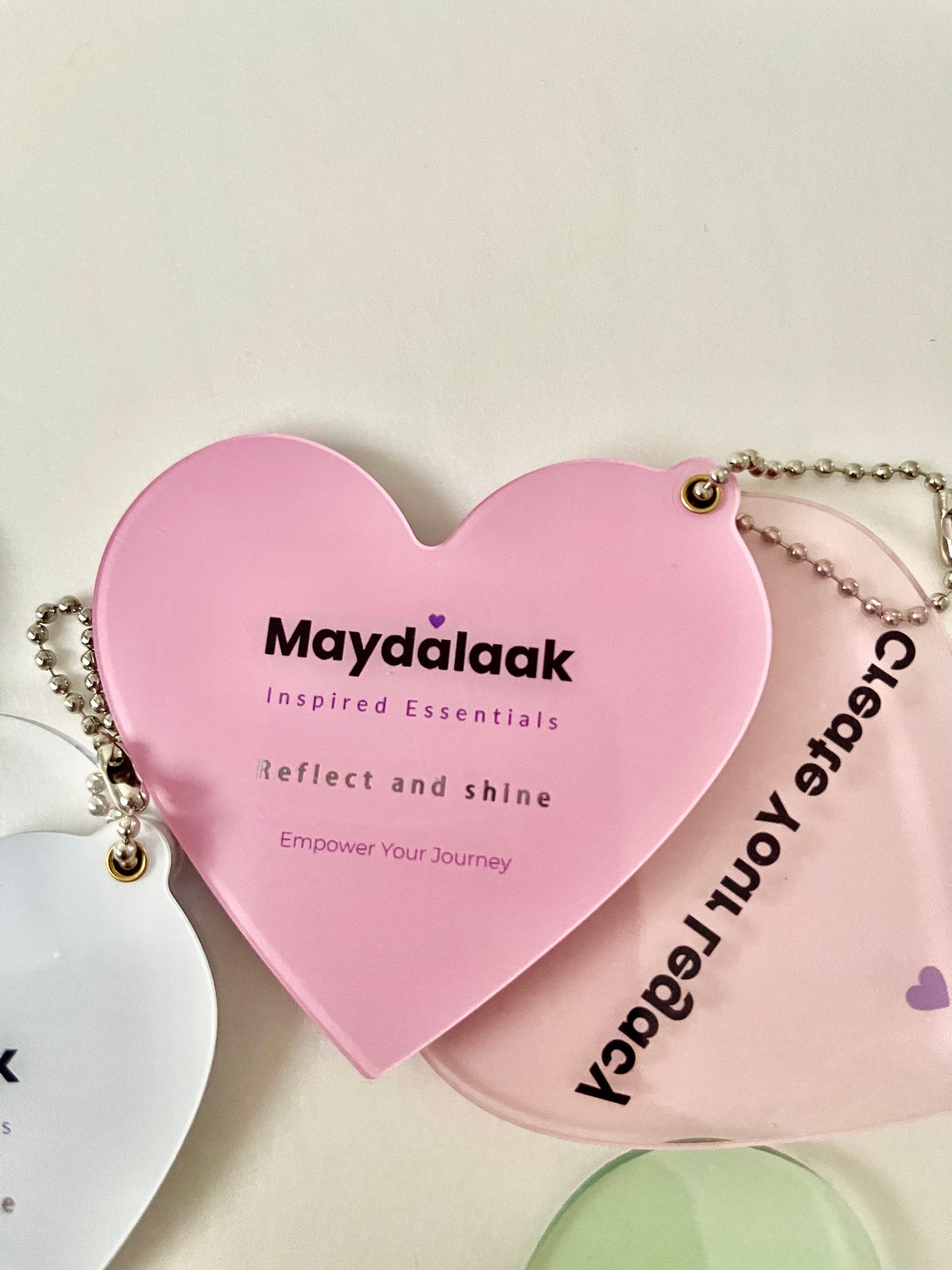 Pink Heartfelt Mirror  Keychain Create  your legacy