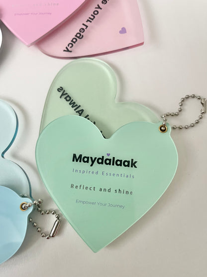 Green Heartfelt Mirror  Keychain Be Grateful always